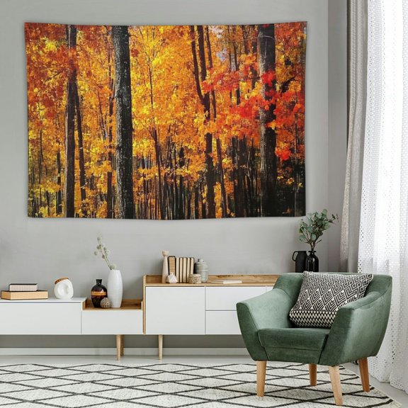 Acheng Fall Tapestry Wall Hanging Maple Forest in Autumn Wall Tapestry Maple Leaves Tapestry Autumn Natural Wall  Wall Art Tapestry for Bedroom Living Room Dorm Wall Decor 60x40in