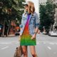 thumbnail image 4 of Easygdp Rainbow Glitter para Vestido Transpirable de Mujer, Vestido Suelto de Manga Corta con Pliegues y Bolsillos para el Verano, 4 of 7