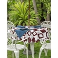 thumbnail image 3 of Outdoor Tablecloths with Umbrella Hole & Zipper, Retro Boho Round Tablecloth 54 Inch, Dark Red Geometric Pattern Rhombic Bohemia Waterproof Table Cloth, Patio/Pool/Picnic Table Covers, 3 of 8