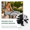 thumbnail image 4 of Round Outdoor Tablecloth with Umbrella Hole and Zipper, Palm Tree Monstera Tablecloth with Elastic Waterproof, Black White Leaf Boho Botanical Tropical Patio Table Covers for 36" - 44" Pool Tables, 4 of 9