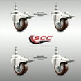 thumbnail image 2 of 3 Inch 316SS Maroon Polyurethane Swivel 3/8 Inch Stem Caster Set Lock Brake SCC, 2 of 2