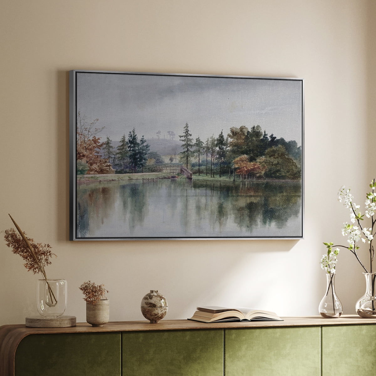Vintage Landscape-XXI By Wexford Home Framed in Silver Wood Gallery Wrapped Canvas 27 in. x 41 in.