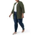 thumbnail image 4 of Wright's Women's Plus Size 3/4" Sleeve Draped Open Front Jersey Pocket Cardigan, 1X-5X, 4 of 6