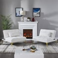 thumbnail image 5 of FFZ Convertible Sofa Bed Futon with Gold Metal Legs and Teddy Fabric, White Teddy, 5 of 14