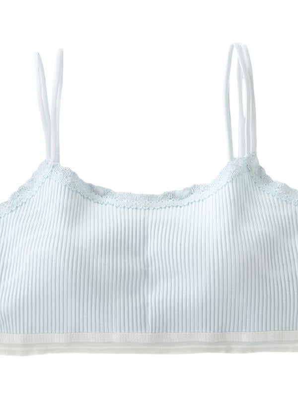 Seamless Bralette Girls Training Bra with Removable Cups Teens Sports Bra Soft Ribbed Bralette