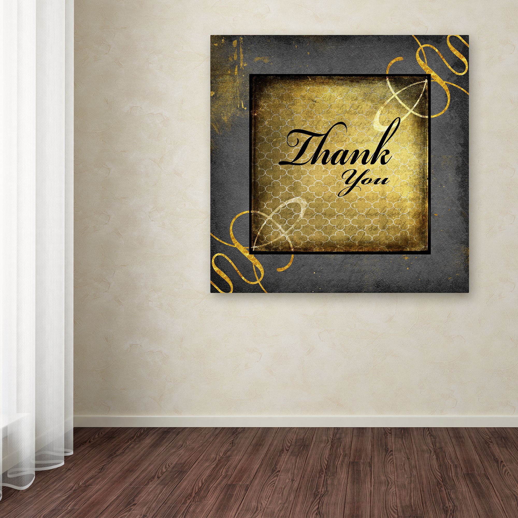 Trademark Fine Art 'Black & Gold - Thank you 1' Canvas Art by LightBoxJournal