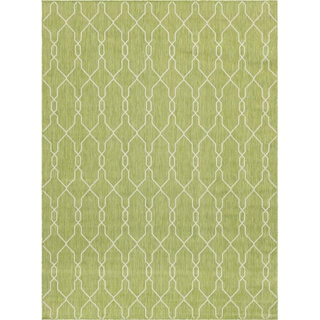 Unique Loom Outdoor Trellis Moroccan Rug 8' x 11' 4 Rectangle Green/Ivory
