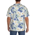thumbnail image 3 of Lsque Daisies Flowers print Men's Cuban Collar Short Sleeve Shirt Summer Beachwear Casual Button Down Fashionable Vacation Leisure Shirt-3X-Large, 3 of 7