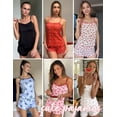 thumbnail image 5 of Ekouaer Pajama Sets for Women 2 Piece Camisole Pjs Cute Print Sleepwear Ribbed Sexy Tank Top with Shorts, 5 of 6