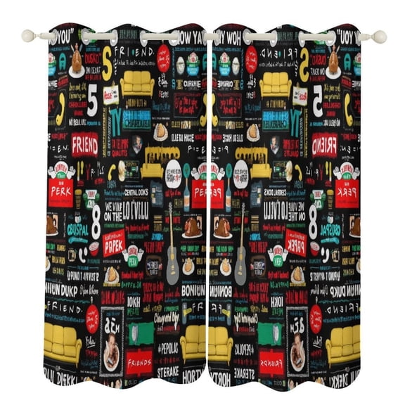FRIENDS TV SHOW COLLAGE 2 Panels Blackout Curtains for Bedroom Living Room Drapes Kitchen Room Window Curtain Grommet