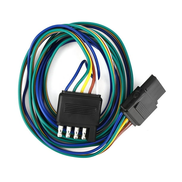 Trailer Connector Trailer Plug Harness Extension Connector Trailer Accessory 5-Pin Flat Connector Plug 72in Color Coded Wires Wiring Harness Extension US Type For RV Trailer