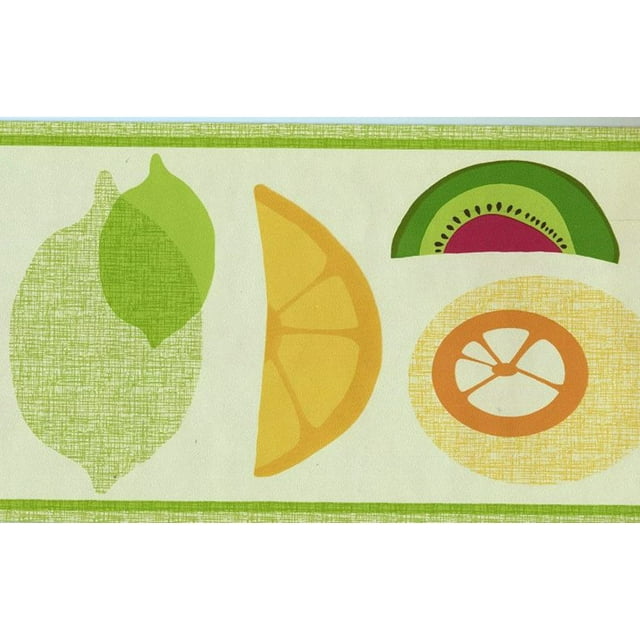 Concord Wallcoverings Wallpaper Border Fruits Pattern Apple Lemon Lime