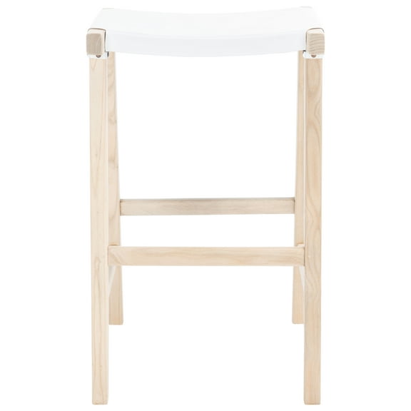 SAFAVIEH Aariz Modern Rectangle Barstool, White/Natural (18.5 in. W x 20 in. D x 30 in. H)