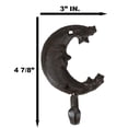 thumbnail image 3 of Pack Of 3 Rustic Cast Iron Celestial Half Crescent Moon And Stars Wall Hooks, 3 of 10