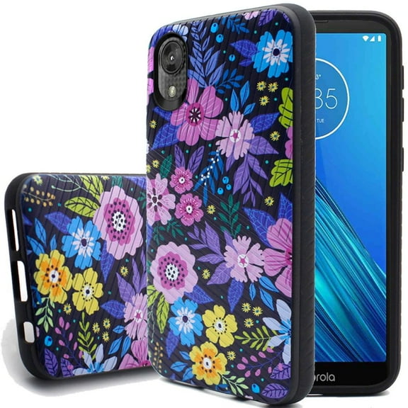 GSA Textured Embossed Case for Motorola Moto E6 - Elegant Flower
