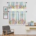thumbnail image 4 of Kitchen Window Curtains Valance and Tier Set, Easter Egg Rabbit Wood Plank Rod Pocket Tier Curtain Valance Set, Spring Pastoral Flower Leaf Light Filtering Cafe Curtains for Bedroom Living Room, 4 of 9