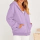 thumbnail image 2 of sudadera con capucha y cremallera de manga larga de color sólido de moda casual para mujer morado claro / m, 2 of 6