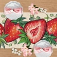 thumbnail image 3 of Spring Summer Strawberry Table Runner, Red Fruit Bee Kitchen Dining Table Decoration, Seasonal Burlap Indoor Outdoor Home Decor Party Supply 13.8 x 90 Inches, 3 of 5