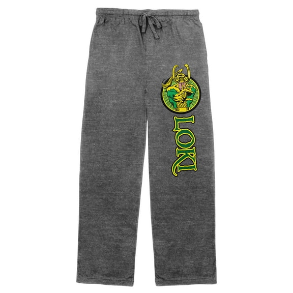 Marvel Comics Presents Loki Classic Men's Graphite Heater Sleep Pajama Pants-Large