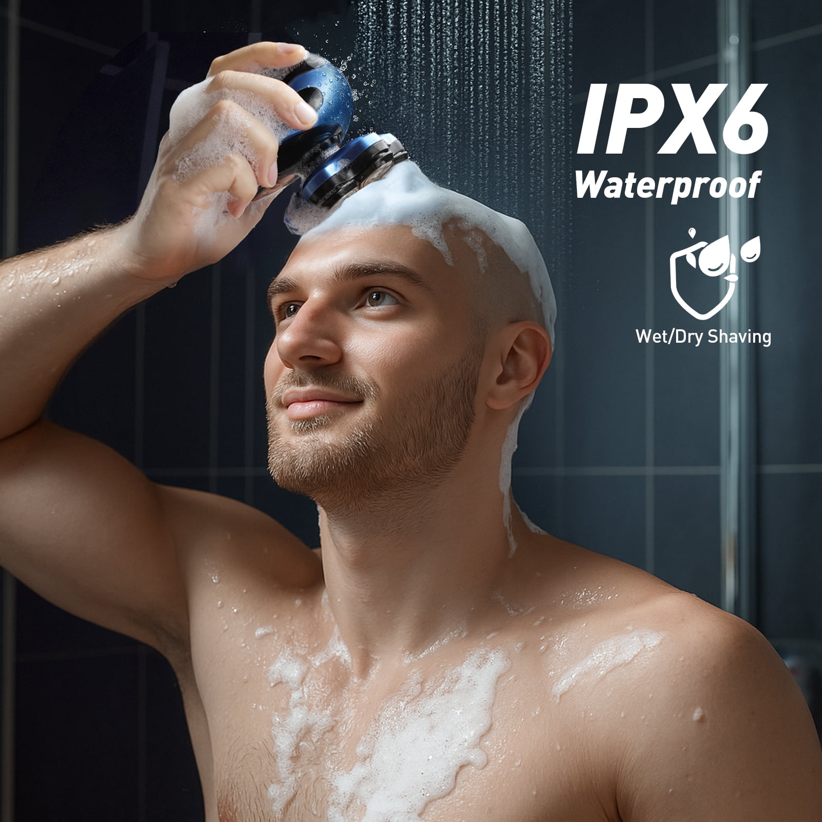 Nogroa Head Shavers for Bald Men, Upgraded Magnetic Detachable Electric Razor, 7D Rotary Shaver, IPX6 Waterproof Wet/Dry Hair Beard Trimmer, Grooming Shaving Kit with LED Display&Type-C Fast Charging