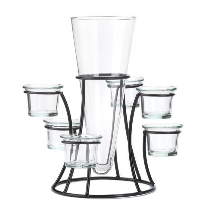 Accent Plus Circular Candle Stand With Vase