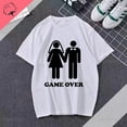 thumbnail image 4 of Bride and groom bachelor party graphic printing funny T-shirt short-sleeved casual fashion men and women's top clothes, 4 of 5