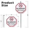 thumbnail image 2 of No Smoking Within 75' Of Any Door or Window (2 Pack) 10 inch X 10 inch Octagon Aluminum Metal Signs with Aluminum Mounting Stakes Weather Resistant UV Protected for Workplace Private, 2 of 8