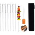 thumbnail image 1 of 10 brochetas para barbacoa, brochetas para barbacoa de 43 cm, pinchos planos anchos de acero inoxidable para carne, frutas y verduras, cepillo de silicona, bolsa con cordón duradera para accesorios ER, 1 of 5