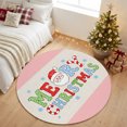thumbnail image 5 of Merry Christmas Washable Round Area Rug 3 ft, Boho Cute Santa Face Stars Beige Pink Soft Non‑Slip Rugs Stain Repellent Indoor Mats for Entryway, Bathroom, Bedside, Hallway Nook, 5 of 9