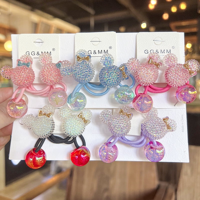 2 Pieces Cute Animal Princess Headwear Elastic Hair Bands for Kids Girls Hair Accessories Children Hair Ropes