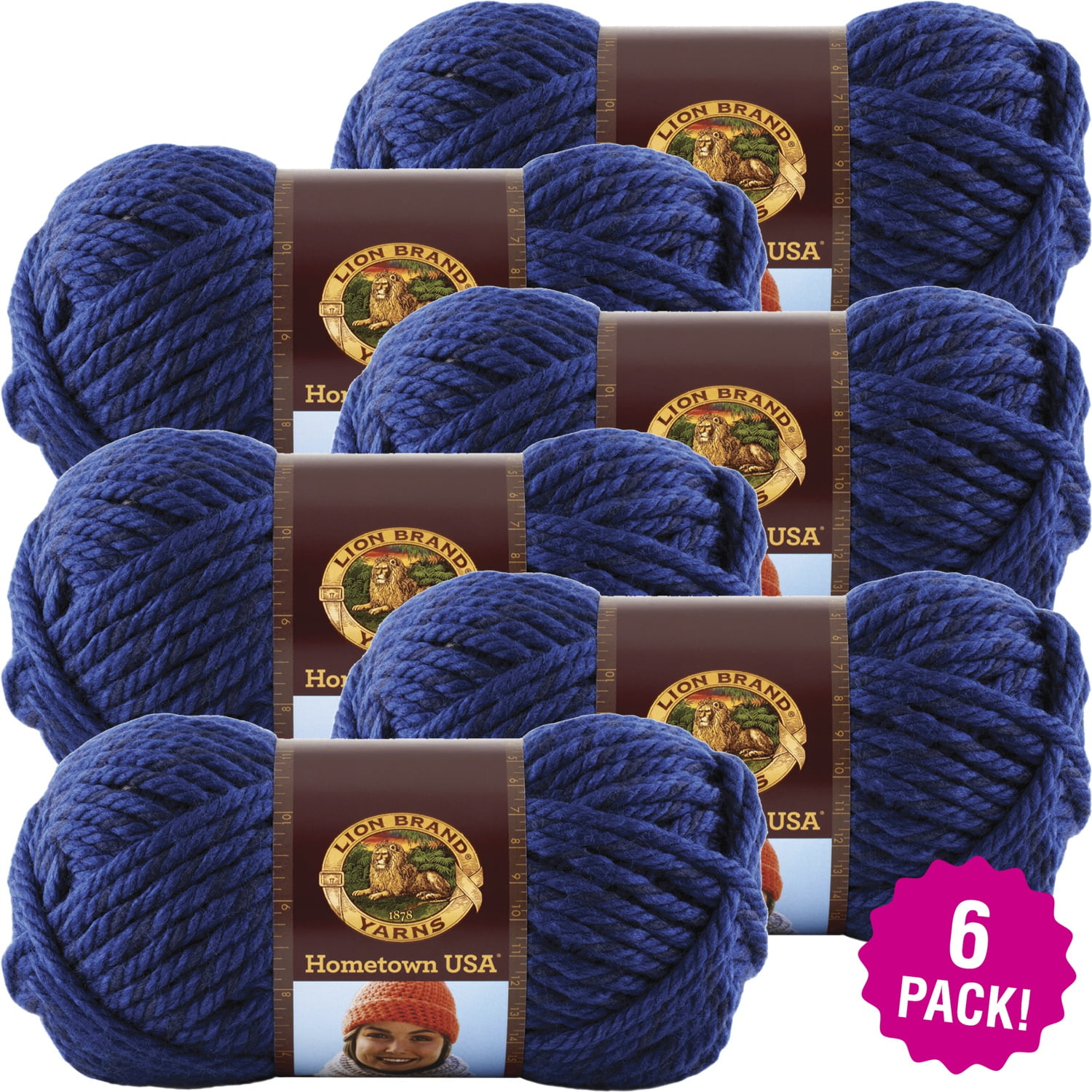 Lion Brand Hometown USA Yarn Fort Worth Blue, Multipack of 6