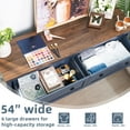 thumbnail image 6 of 6 Drawer Dresser, Mid Century Modern Dresser with Storage, 54" Wide Chest of Drawers with Wood Grain Texture for Bedroom, Living Room, Hallway, Blue, 6 of 8