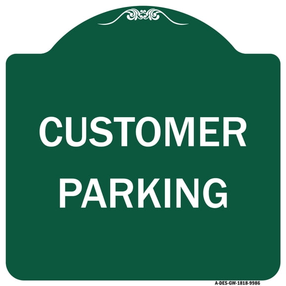 SignMission Designer Series Sign - Customer Parking | Green & White 18" X 18" Heavy-Gauge Aluminum Architectural Sign | Protect Your Business & Municipality | Made in the USA