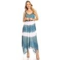 thumbnail image 5 of Sakkas Lupe Women's Casual Summer Fringe Maxi Loose V-neck High-low Dress Cover-up - Teal - One Size Regular, 5 of 5