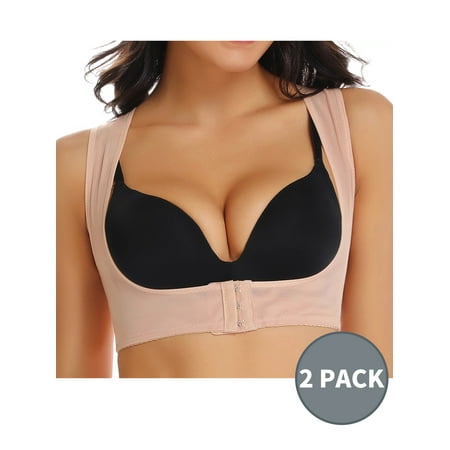 

Joyshaper 2 Pack Adjustable Chest Support Shapewear for Women X Strap Upper Back Brace Posture Corrector Beige 2XL