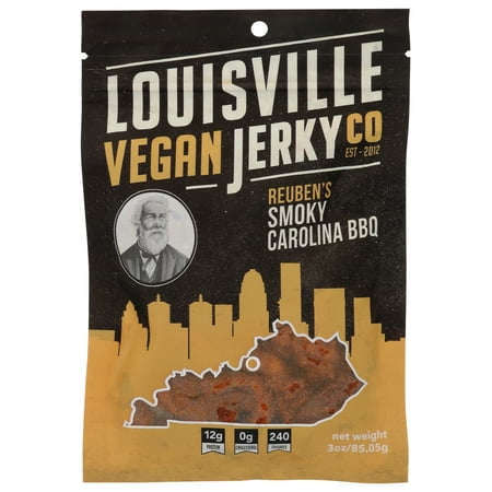 (10 Pack) Louisville Vegan Jerky Co. Reuben'S Smokey Carolina Bbq Jerky, 3 Oz