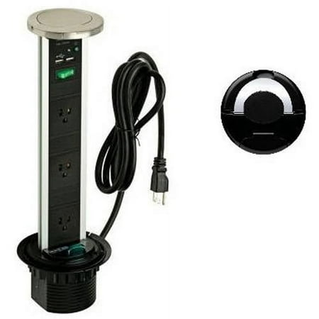 UPC: 0859467005093 | Transolid Sensio SA80051SS Pop Up Power and Charging Station with 3-Socket and 2 USB outlets  Available in Various Colors