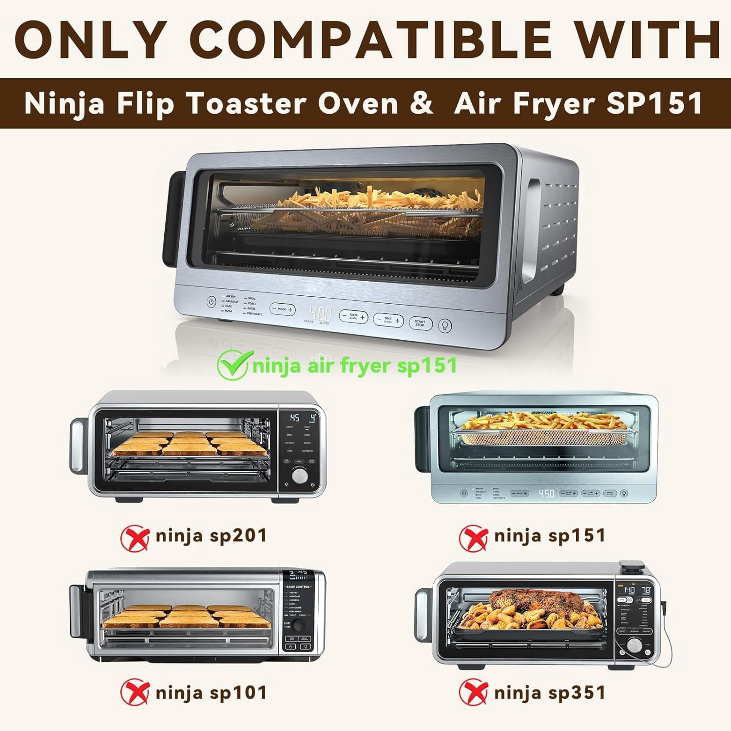 Fryer Accessories Compatible with  Flip SP151, Crumb Tray Oven Liners 100 PCS Parchment Paper Sheets Basket Baking Tray