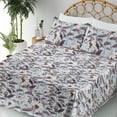 thumbnail image 3 of Ambesonne Springtime Fitted & Flat Sheet with Shams 4 Pcs Set, Asters Buds Pattern Boho, King, Pale Sky Blue Eggshell, 3 of 5