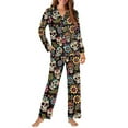 thumbnail image 2 of Garronmavis Sugar Skull Flowers Womens Long Sleeve Pajama Set 2 Piece Halloween Theme Button Down Sleepwear Cozy Soft Loungewear Set Nightwear PJs with Pockets, 2 of 7