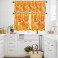 thumbnail image 3 of Tropical Palm Leaves Kitchen Curtains Valances and Tiers Set of 3 Orange Leaf Abstract Plant Watercolor Tier Curtains and Valance with Rod Pocket for Small Windows, 27.5"x24", 3 of 9