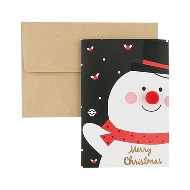 Dvkptbk Vintage Kraft Paper Christmas Greeting Card Blessing Gift Card With Envelope