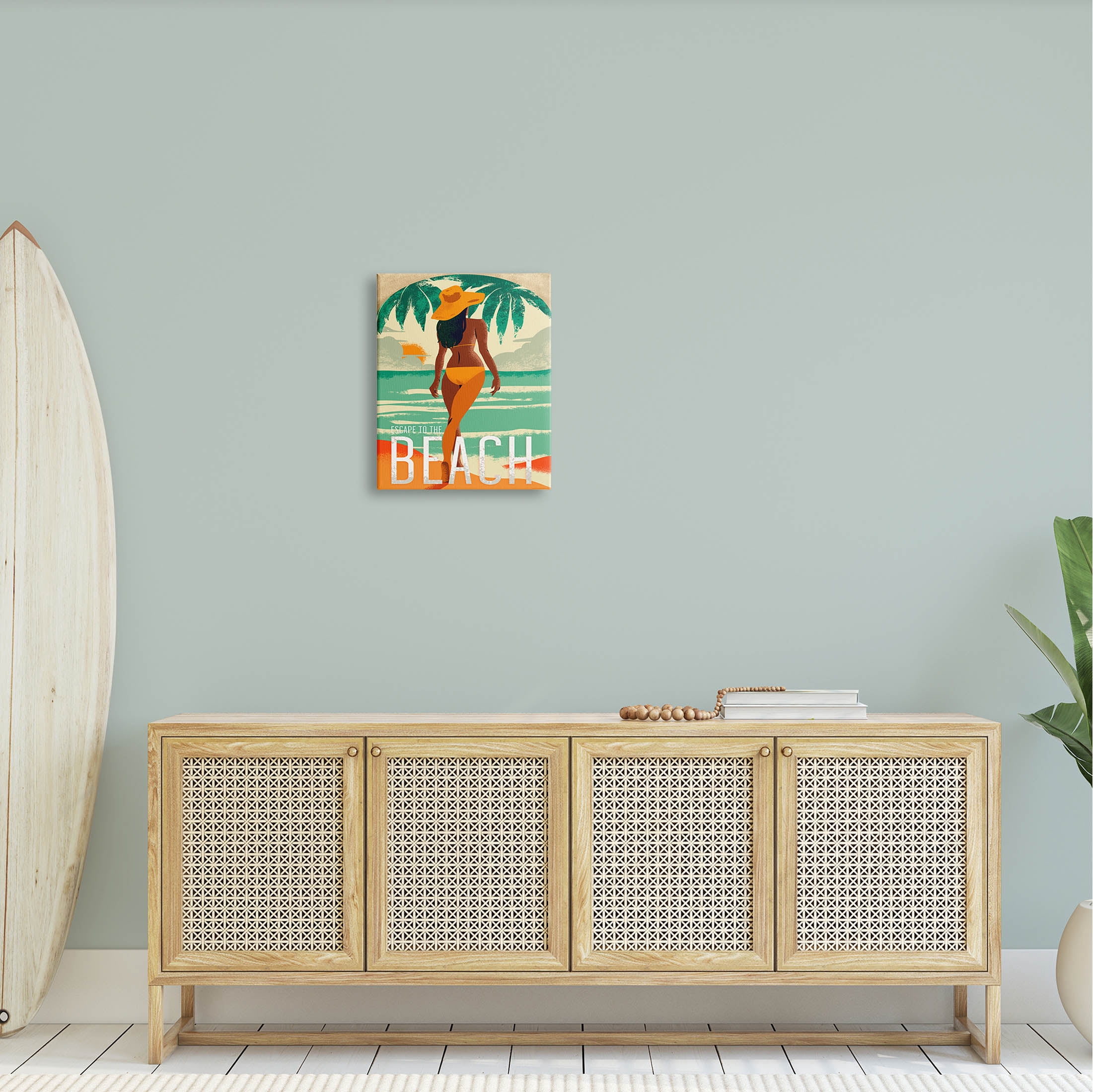 Stupell Industries Escape to Beach Vacation Graphic Art Gallery Wrapped Canvas Print Wall Art, Design by Ziwei Li