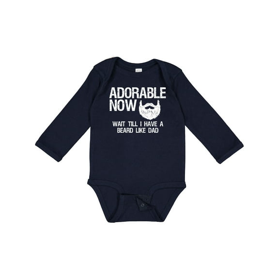 Inktastic Adorable Now...wait Till I Have a Beard Like Dad in White Boys Long Sleeve Baby Bodysuit