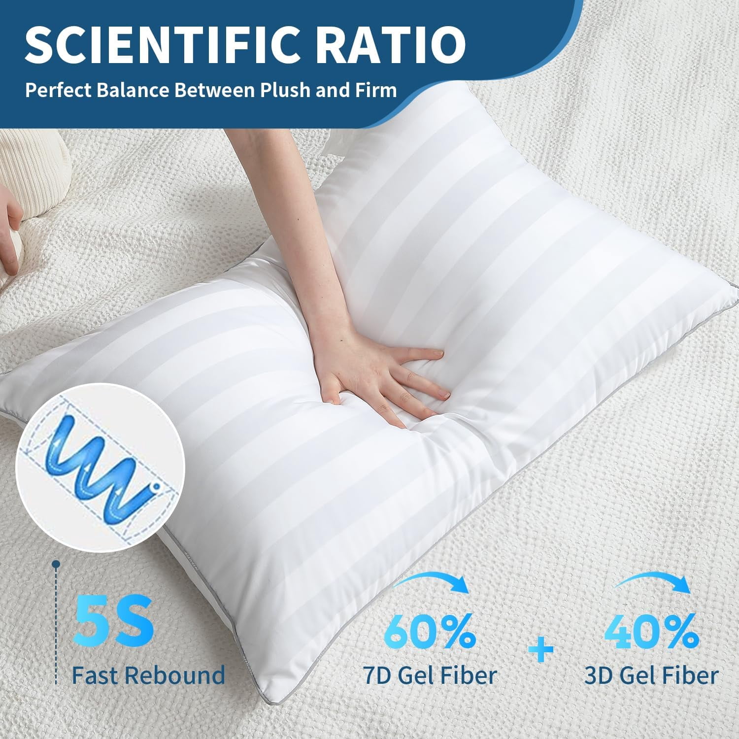 Bed Pillows Queen Size Set of 2 Down Alternative Microfiber Cooling Pillows for bed
