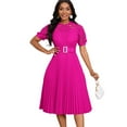 thumbnail image 2 of Womens Summer Pleated Midi Dress Casual Floral Lace Belted A-Line Flowy Dresses, 2 of 5