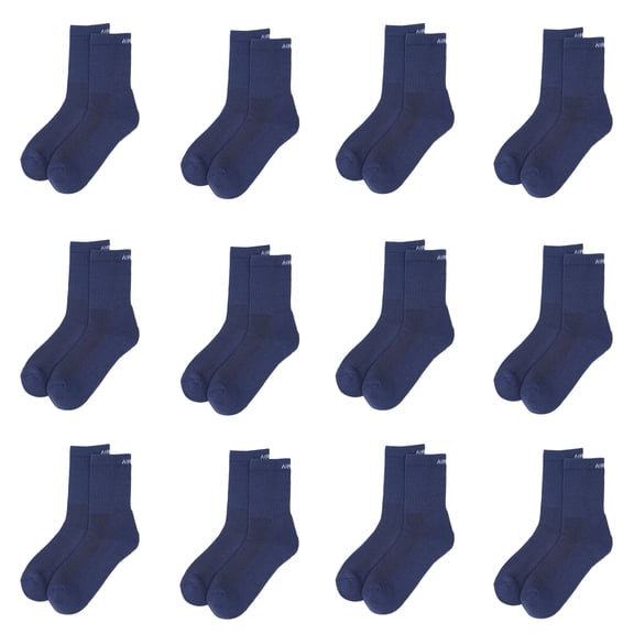 Air Garb Blue Crew Length Cushioned Cotton Socks for Men and Women Free Size - Pack of 12