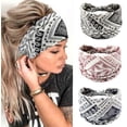 thumbnail image 3 of Diadema deportiva elástica con estampado de estilo bohemio europeo y americano, diadema de ala ancha para mujer, turbante de algodón, 3 of 6