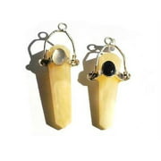 2PK Genuine Yellow Jade Faceted Point Pendant with Hanging Bail