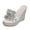 Silver, variant on Wedge Sandals for Women Elegant Glitter Platform Wedges Heels Open Toe Clear Band Slip on High Heeled Dress Shoes for Evening Party Prom Silver Size 9